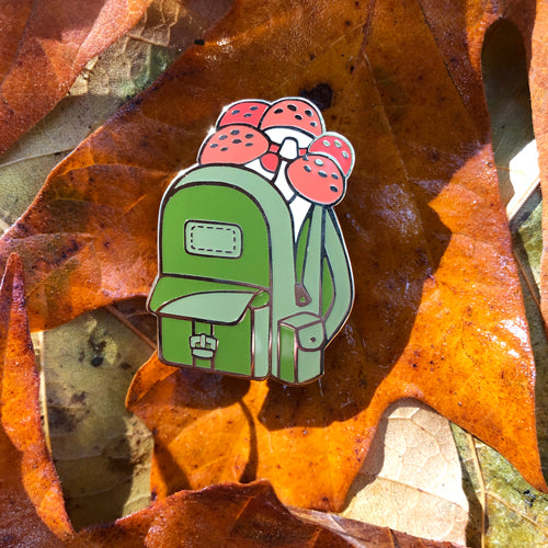 Mushroom Forager Backpack enamel pin