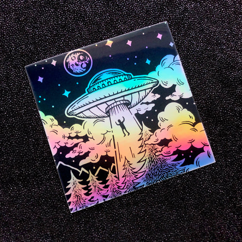 Alien Abduction sticker - holographic
