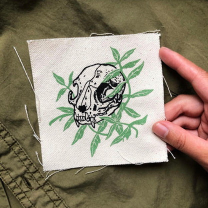 Cat Skull with Cat Nip canvas patch
